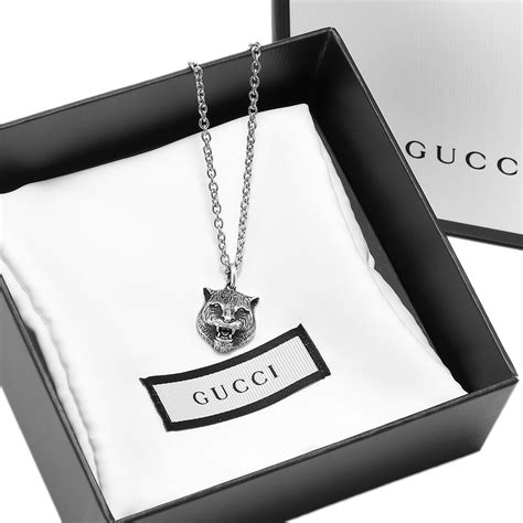 gucci red cat|Gucci feline necklace.